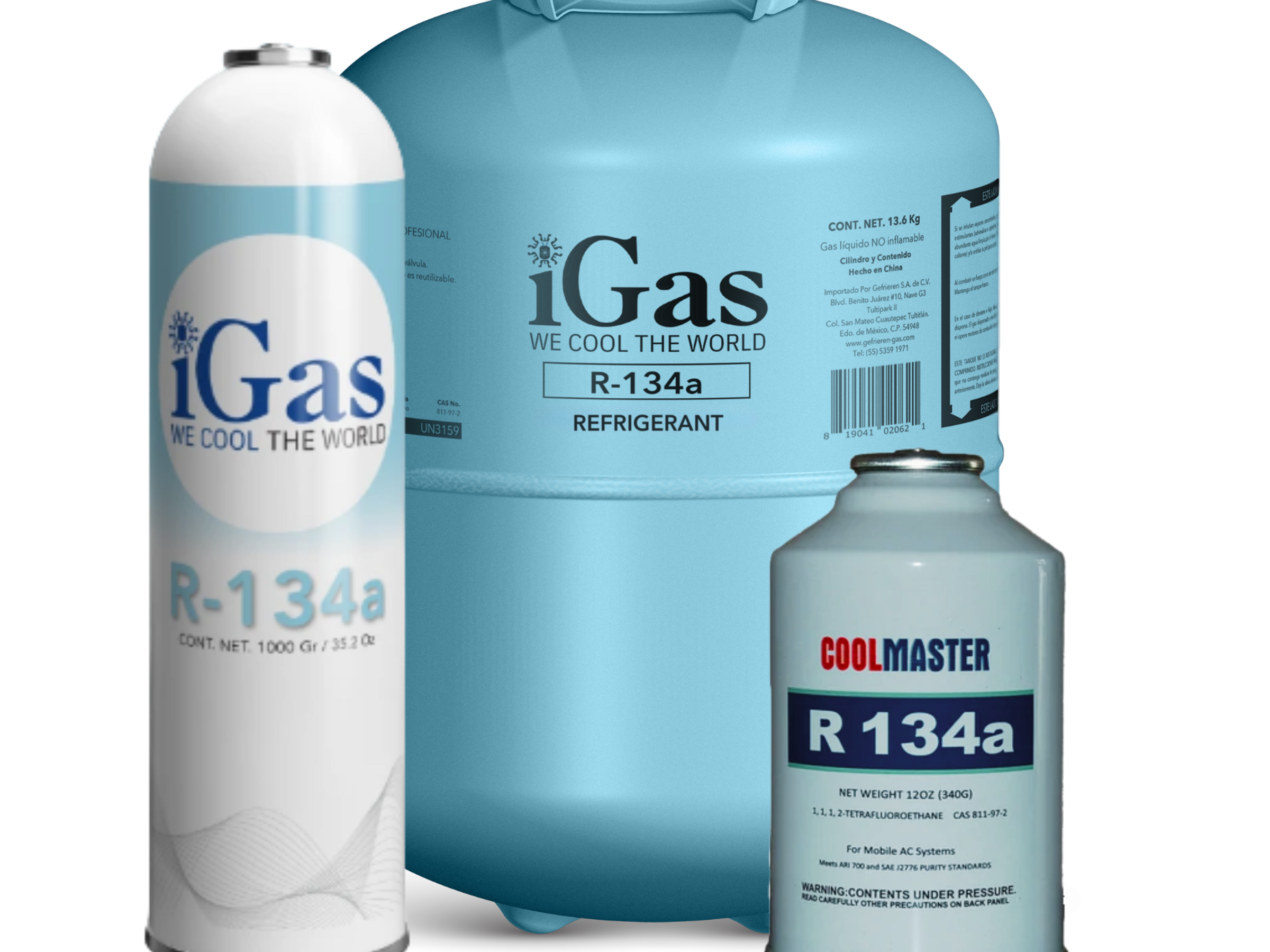 R-134a - Available in 12 oz., 30 lbs., 125 lbs., and 1,000 lbs.