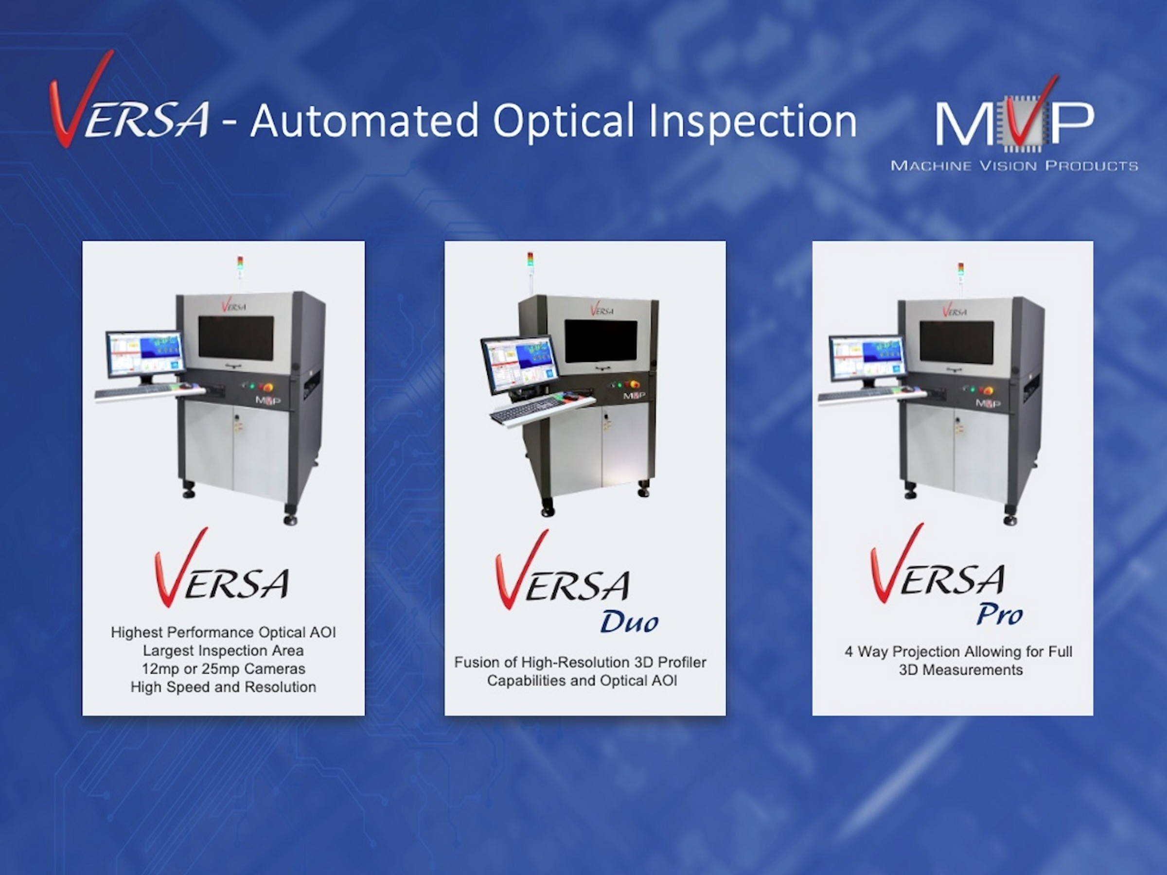 MVP Introduces Updated Versa Series of AOI Systems.
