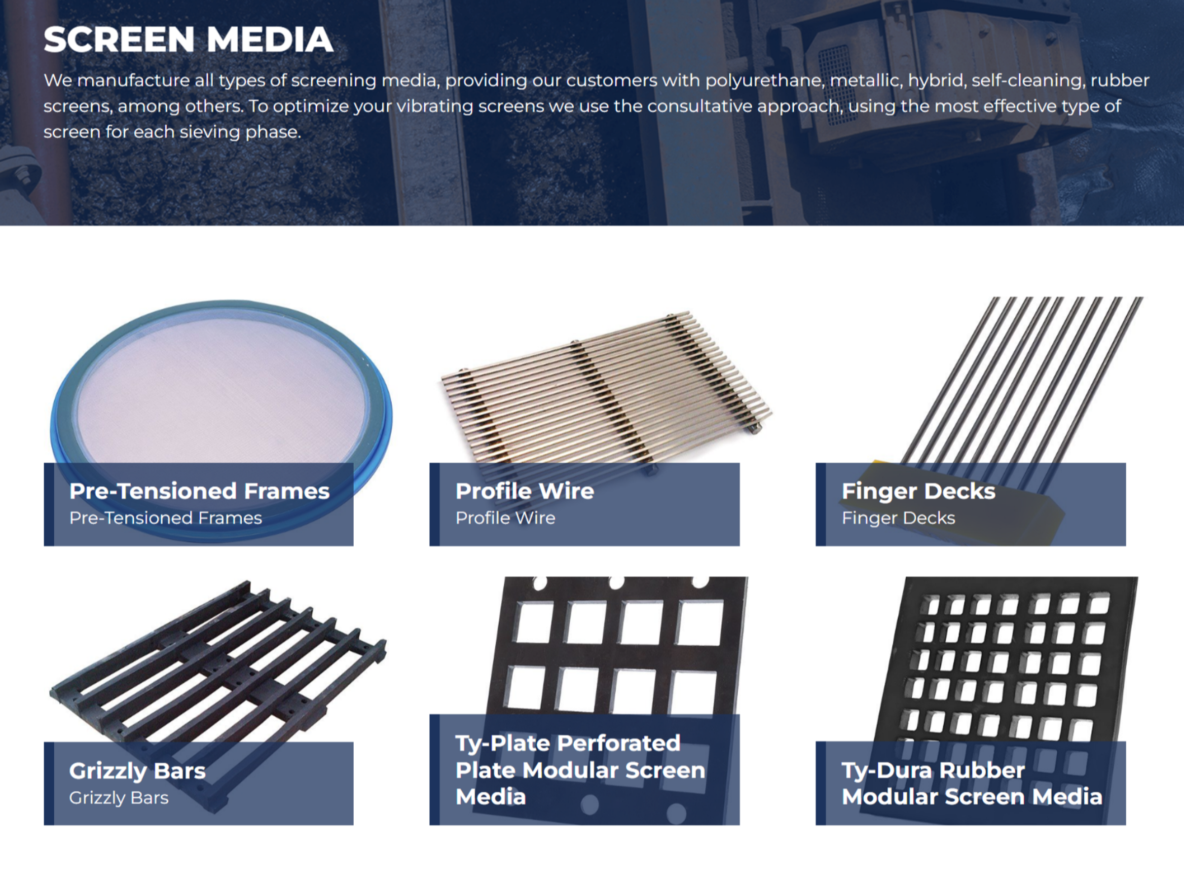 Screen Media for Vibrating Screens