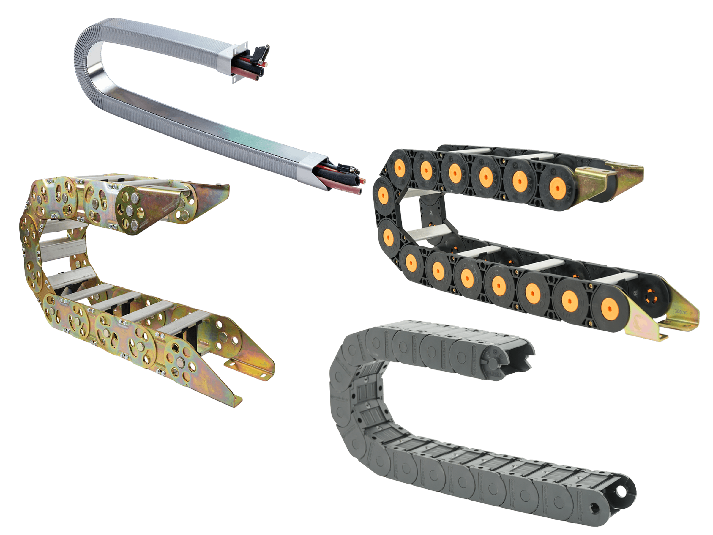 Plastic, Metal, or Hybrid Cable Carriers