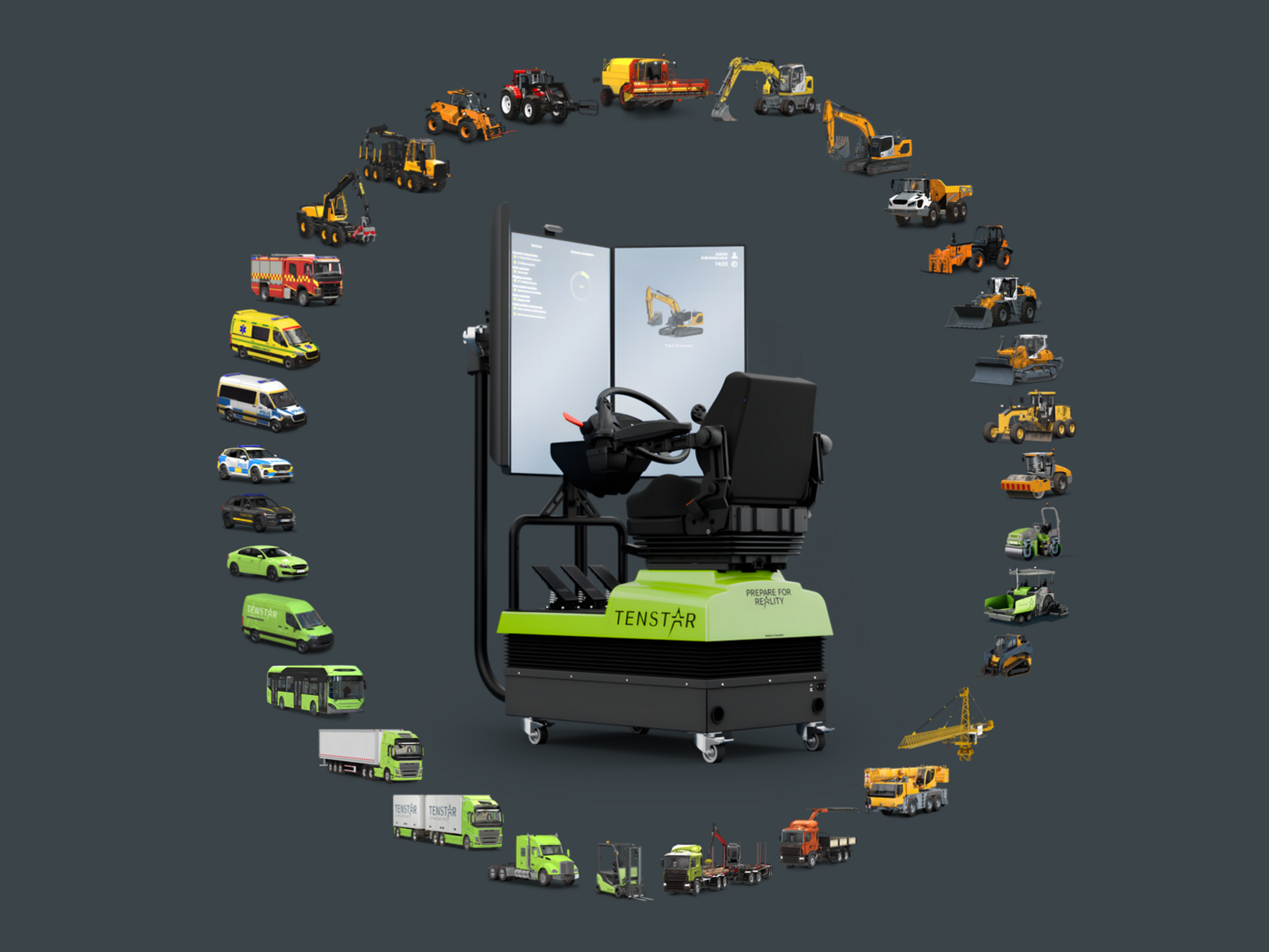 One Simulator, many Machines and Vehicles