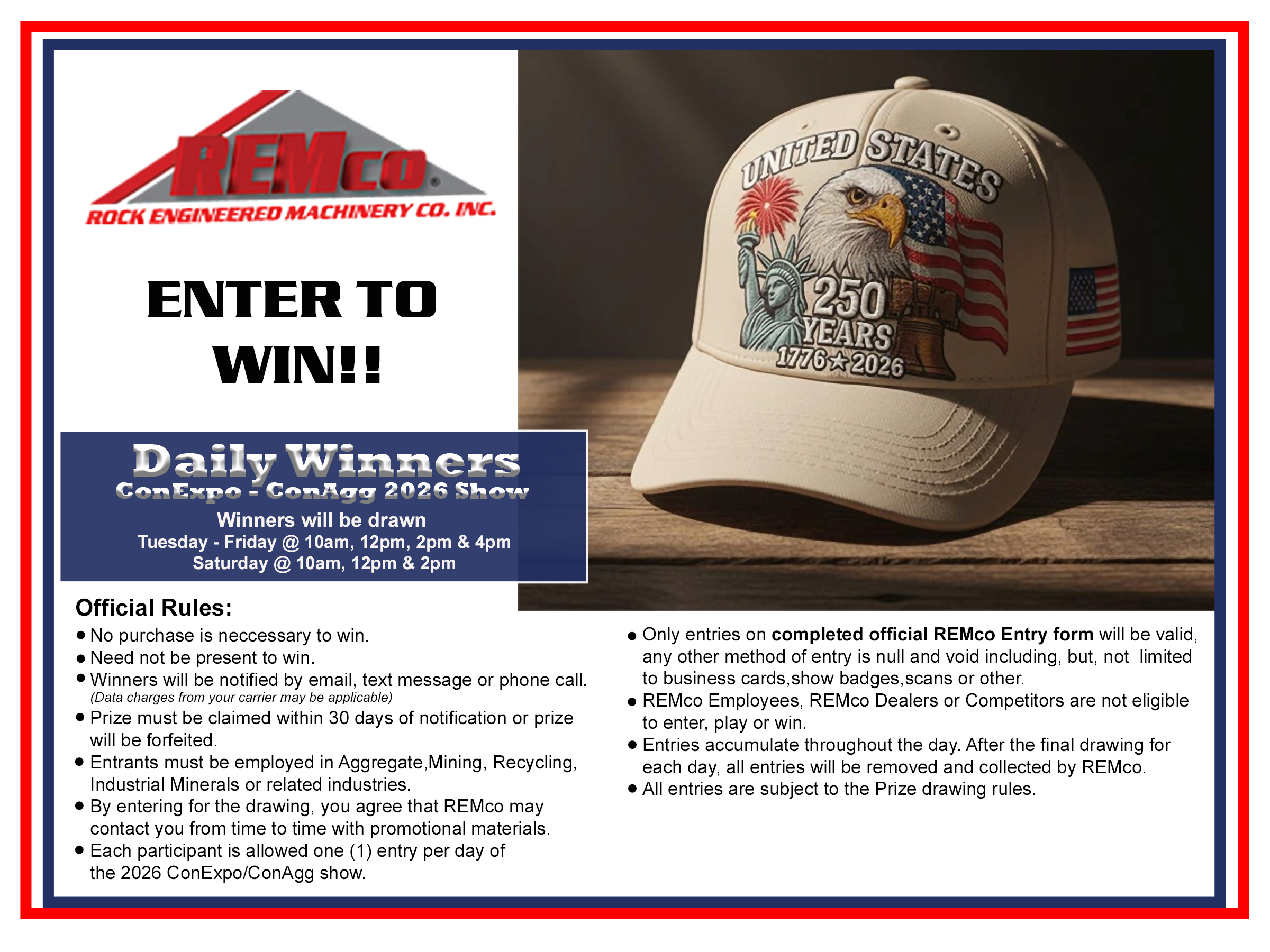 Enter to WIN Limited Edition USA 250th Anniversary Hat