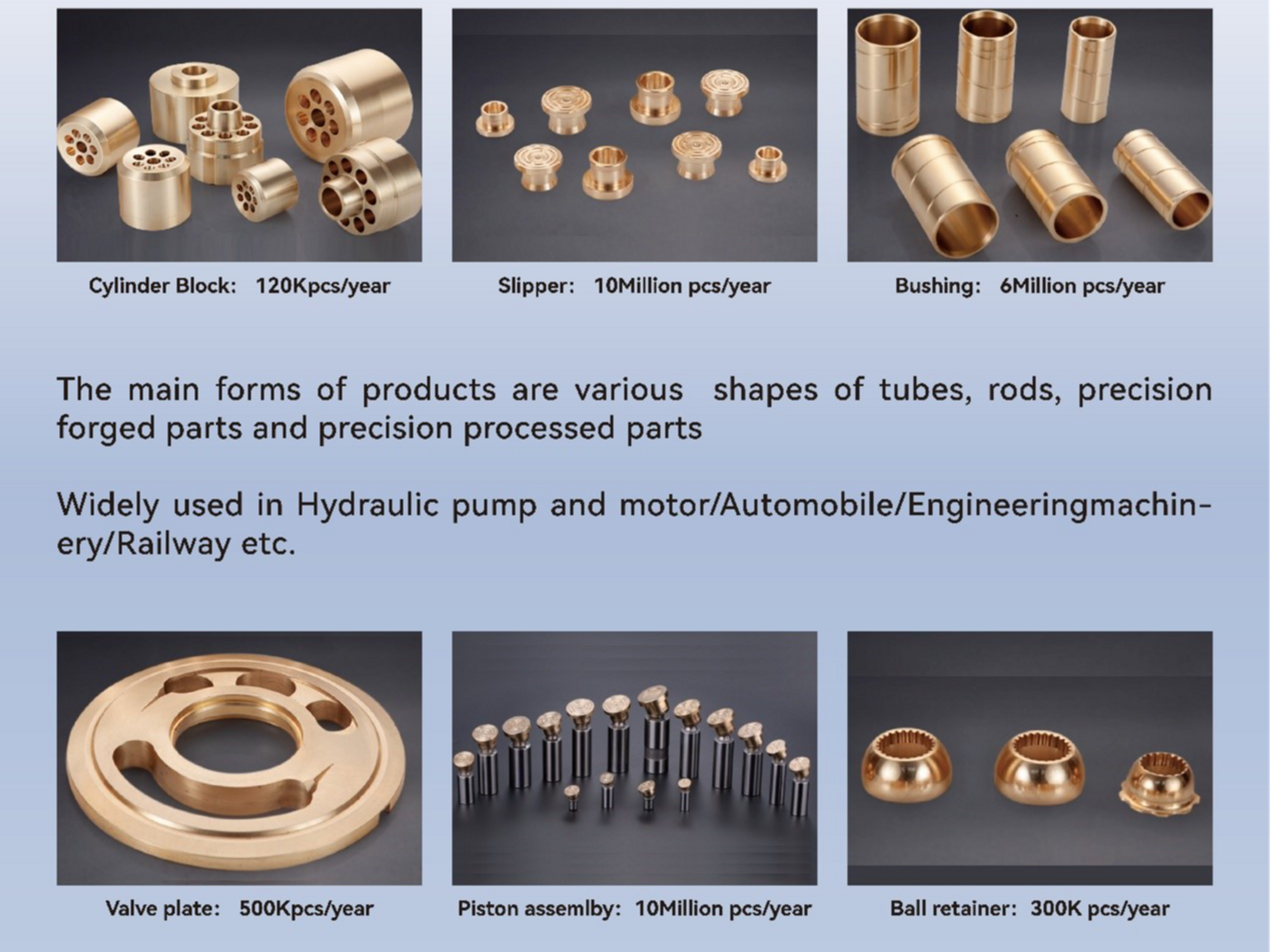 Cylinder Block, Slipper, Bushing and etc.