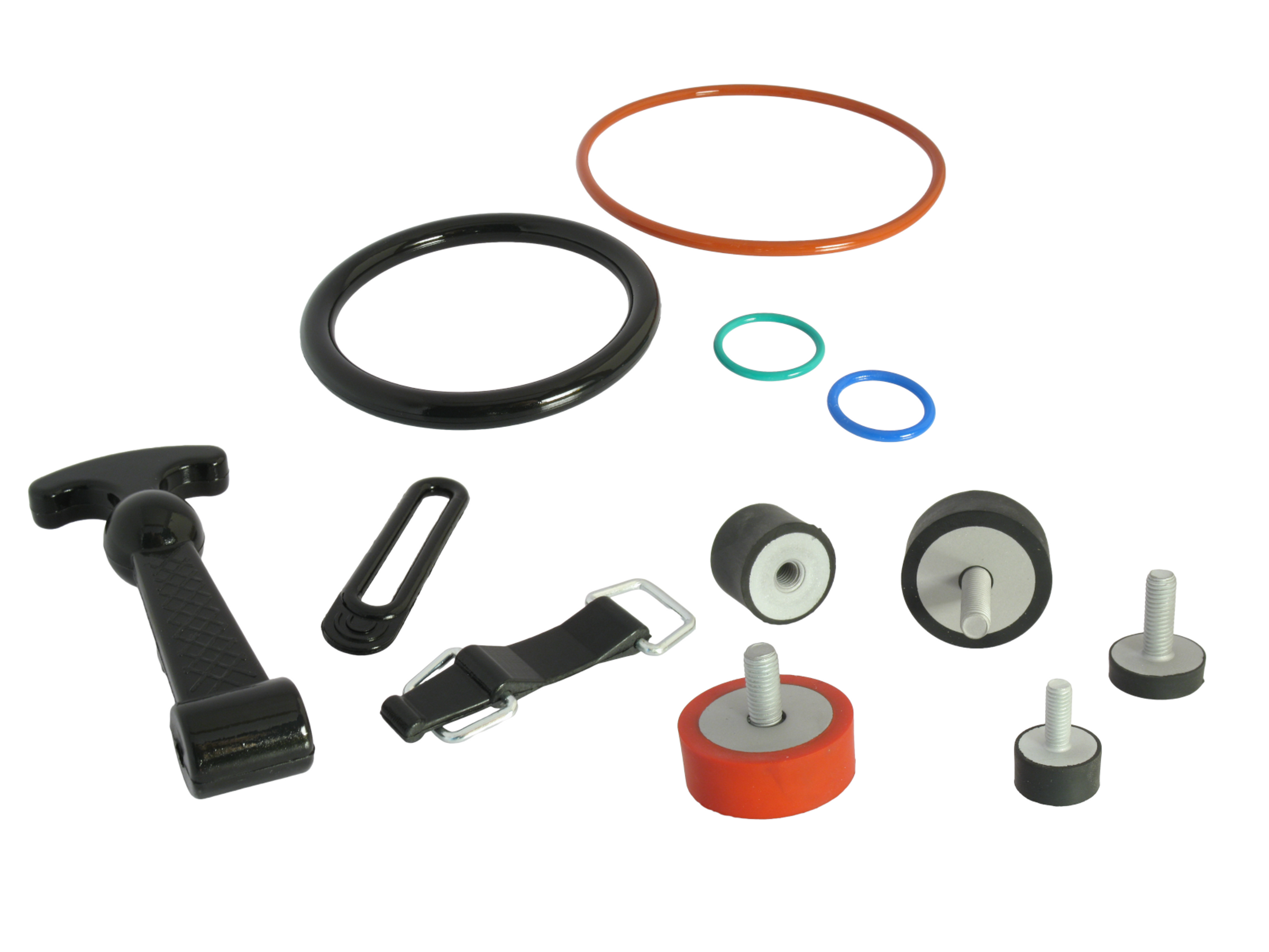 Wide range of belts, shock absorbers, grommets, seals