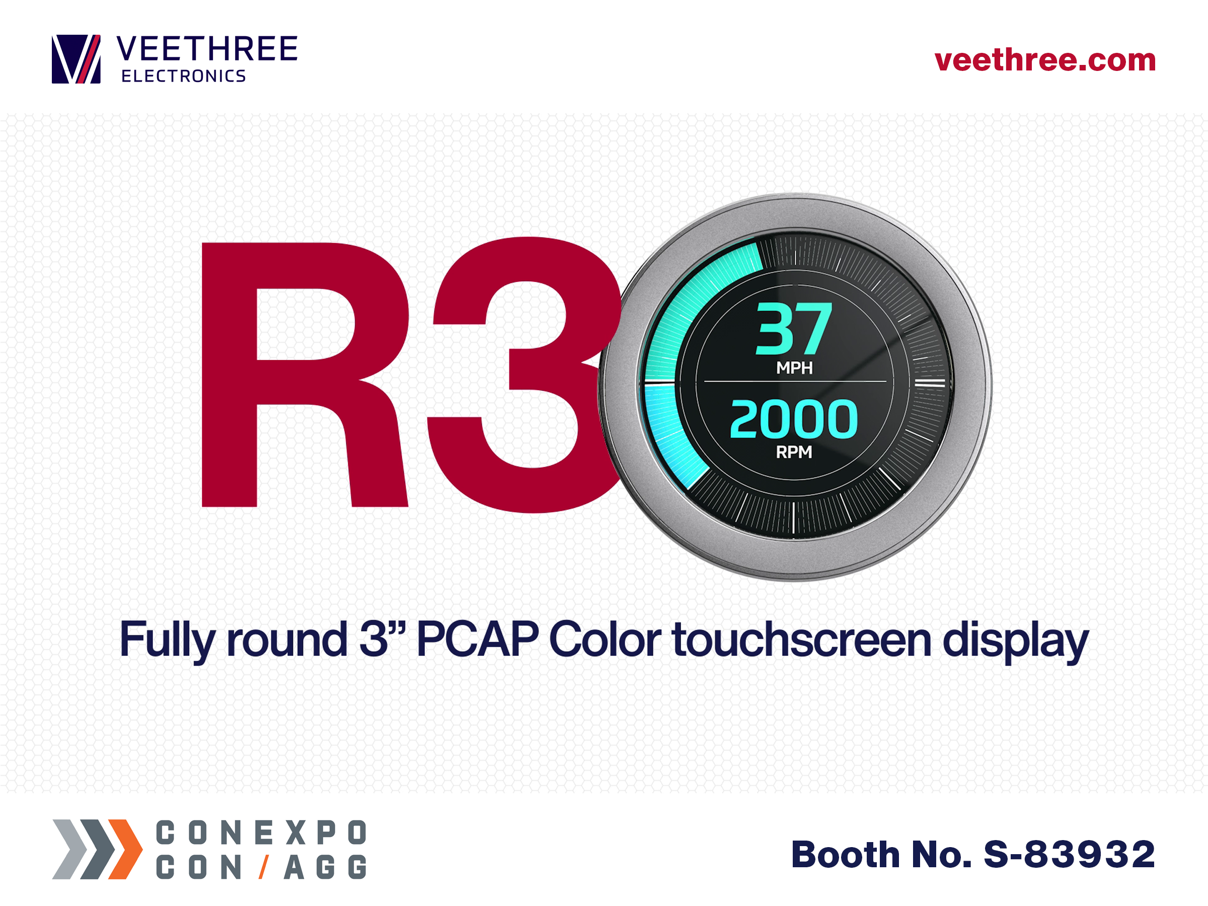 R3 - Fully round 3" PCAP color touchscreen display