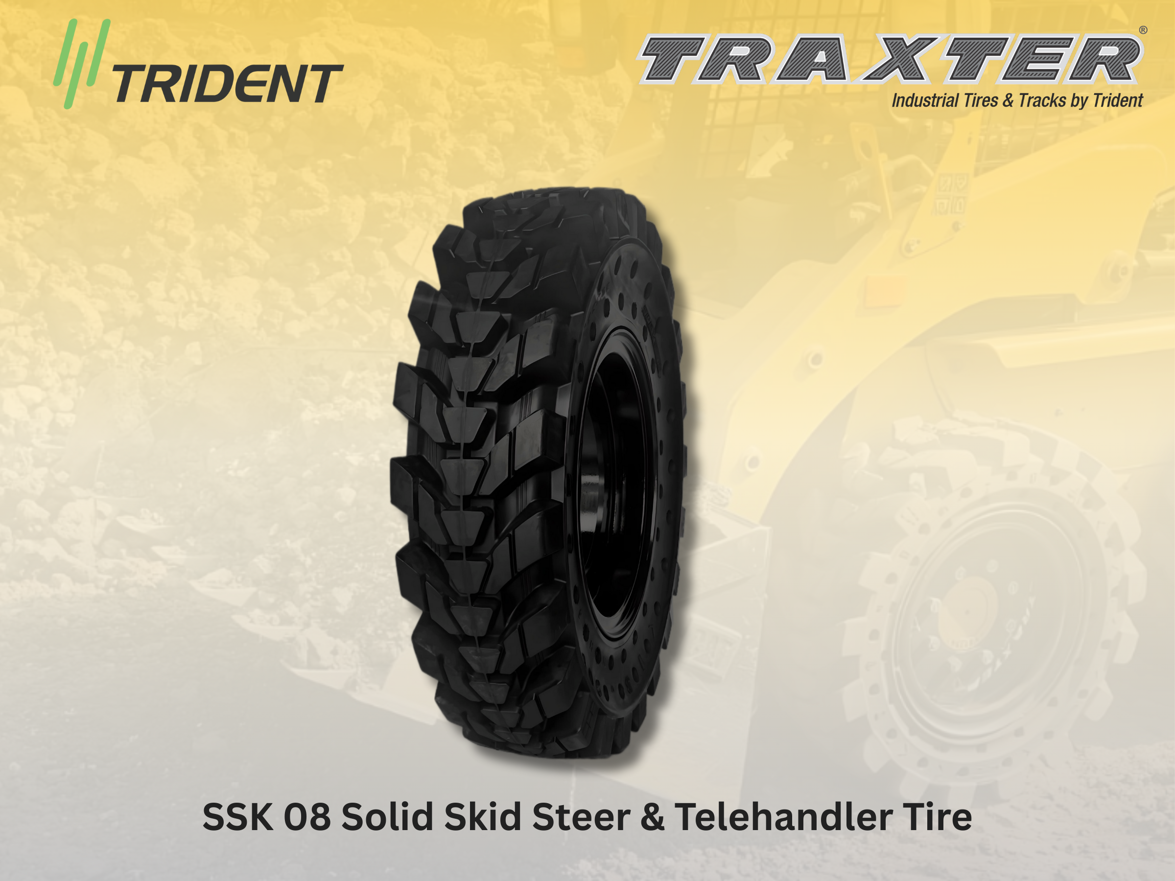 SSK 08 Solid Skid Steer & Telehandler Tire