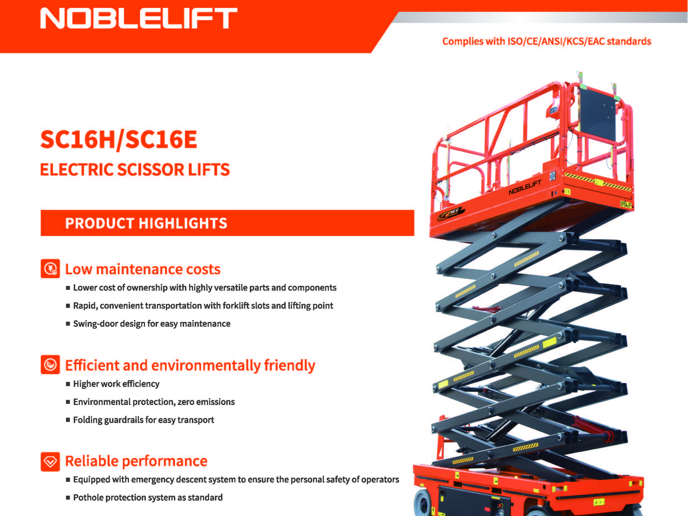 Malaysia Made Scissor lift, Platform height up to 45ft