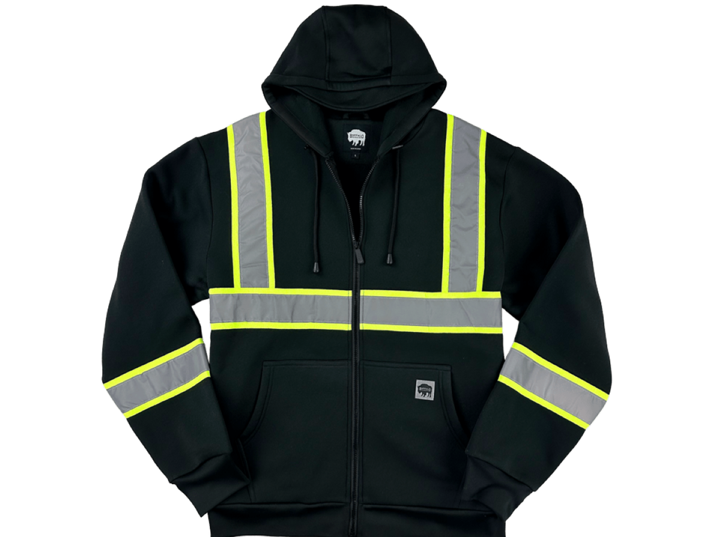Black Safety Reflective Hooded Sweatshirt