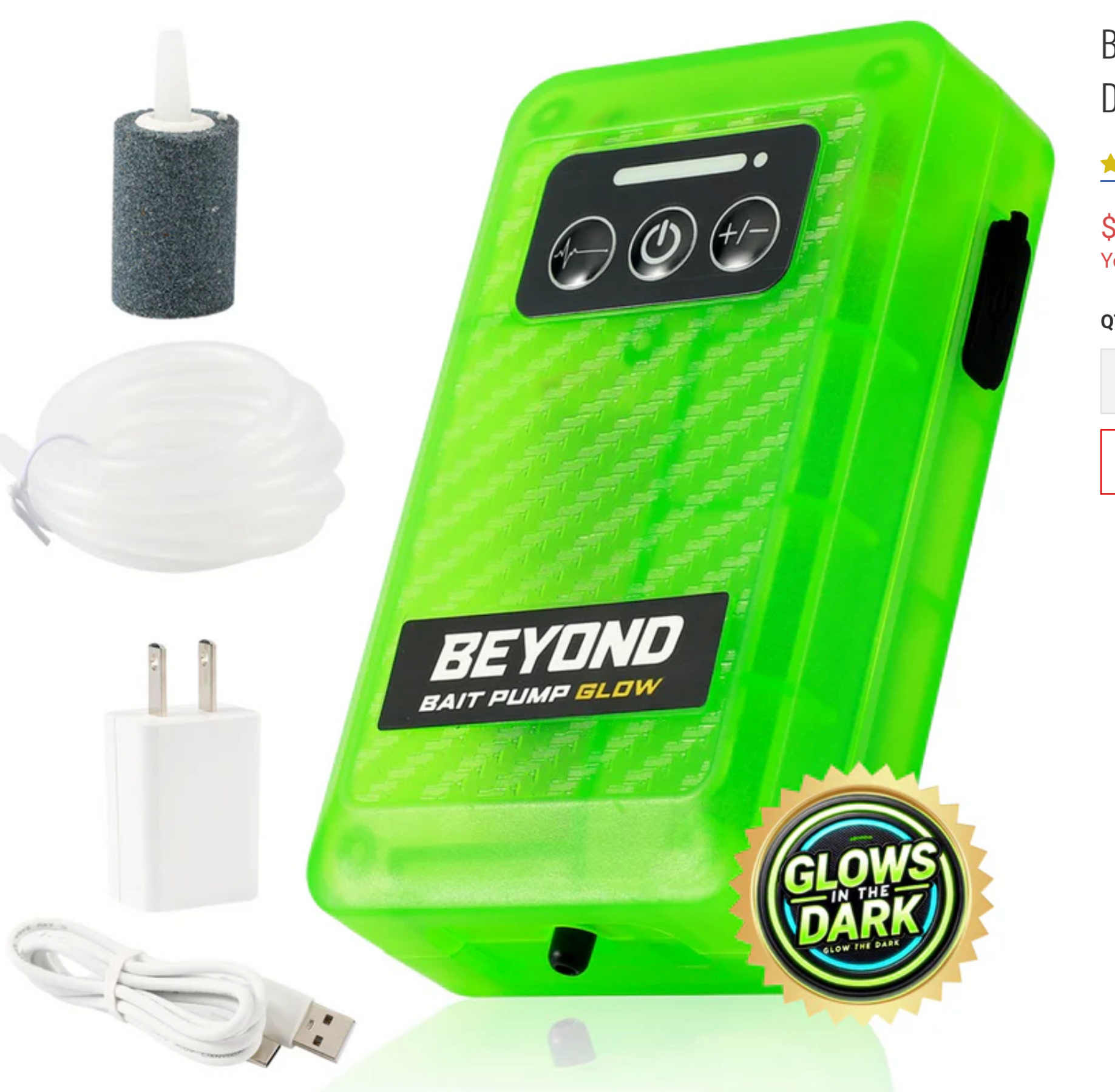 Beyond Bait Pump Rechargeable Aerator - Glow in The Dark Bubbler