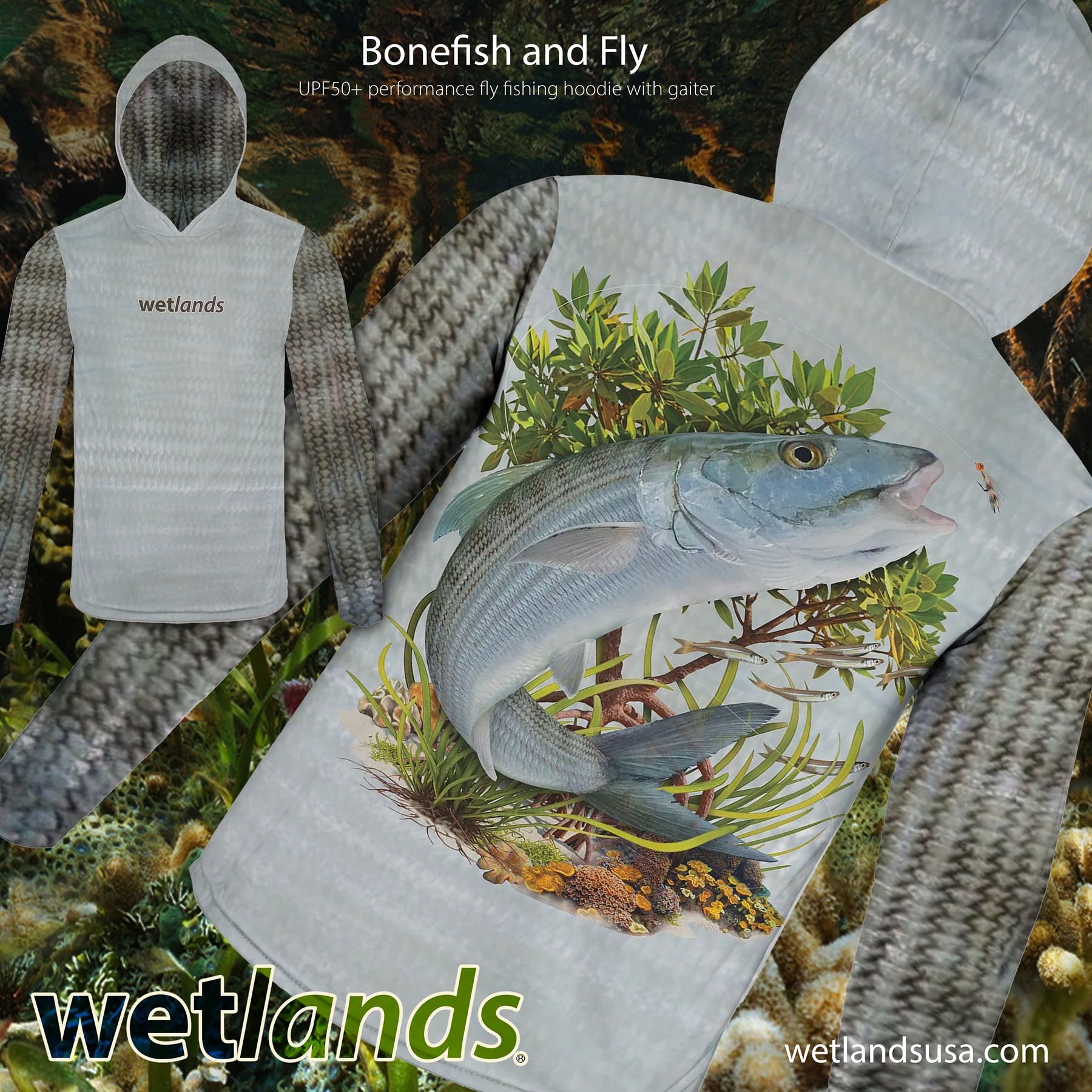 Bonefish and Fly Performance Fly Fishing Hoodie