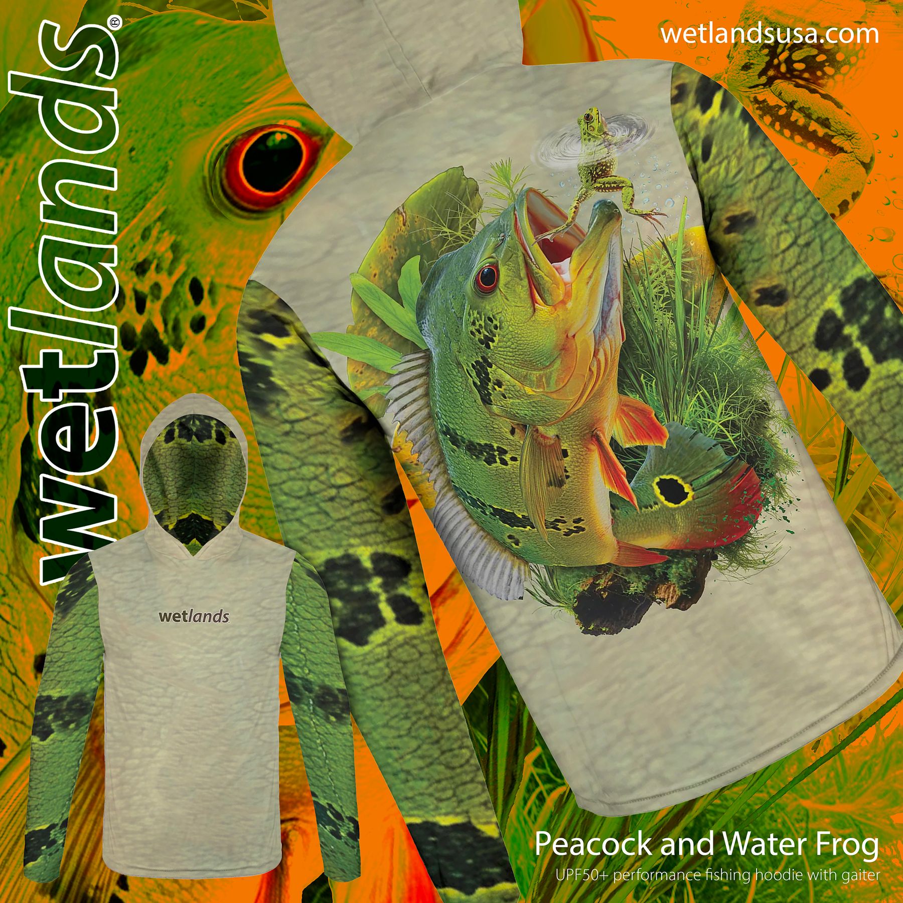 Peacock and Water Frog Performance Hoodie