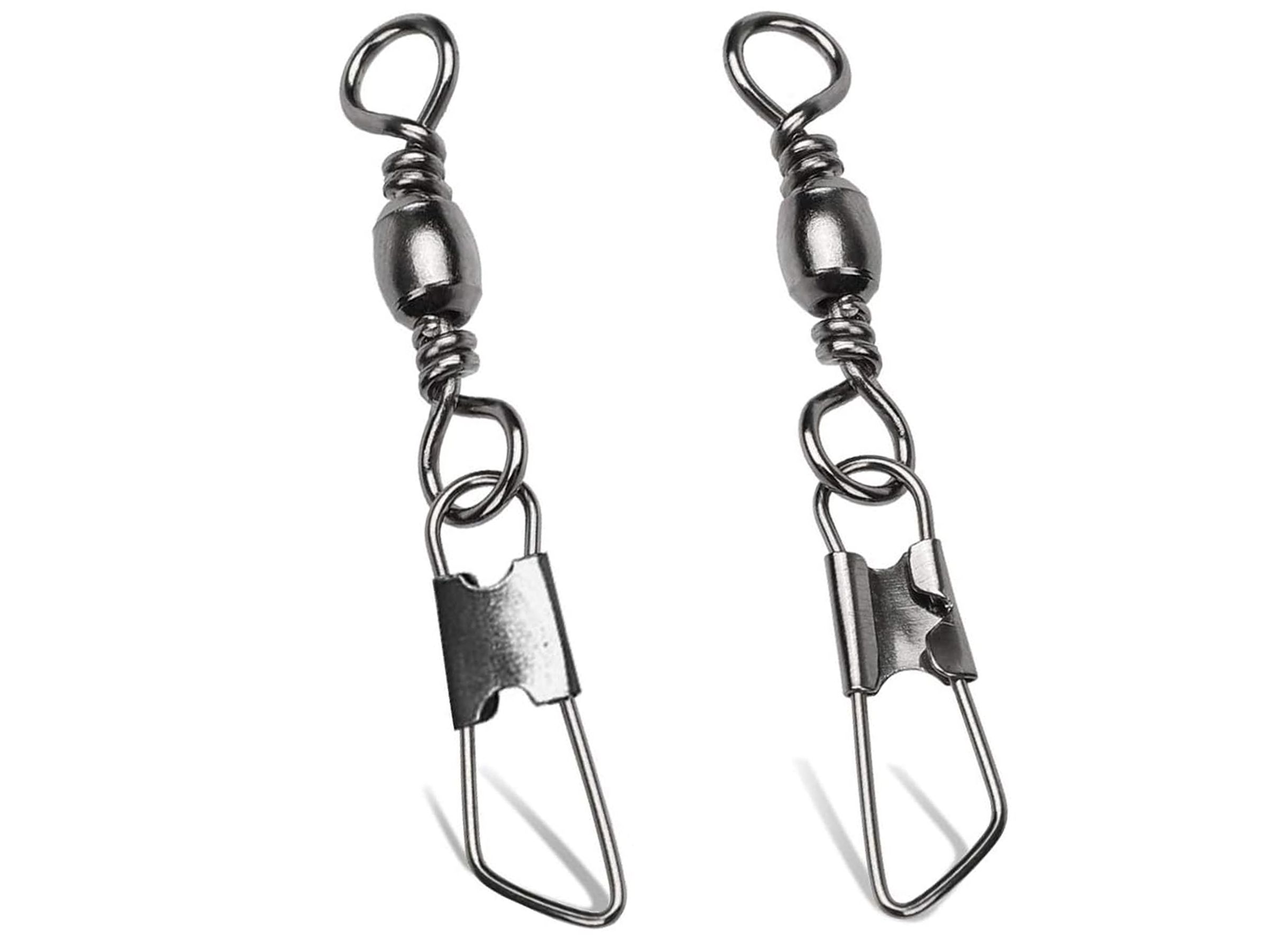 AMYSPORTS High Strengh Barrel Swivels and Clips #12 15lbs 50pcs