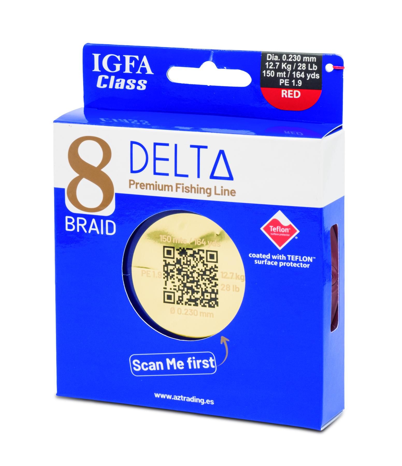 DELTA PREMIUM 8 BRAID TEFLON RED 150MTS SPOOL