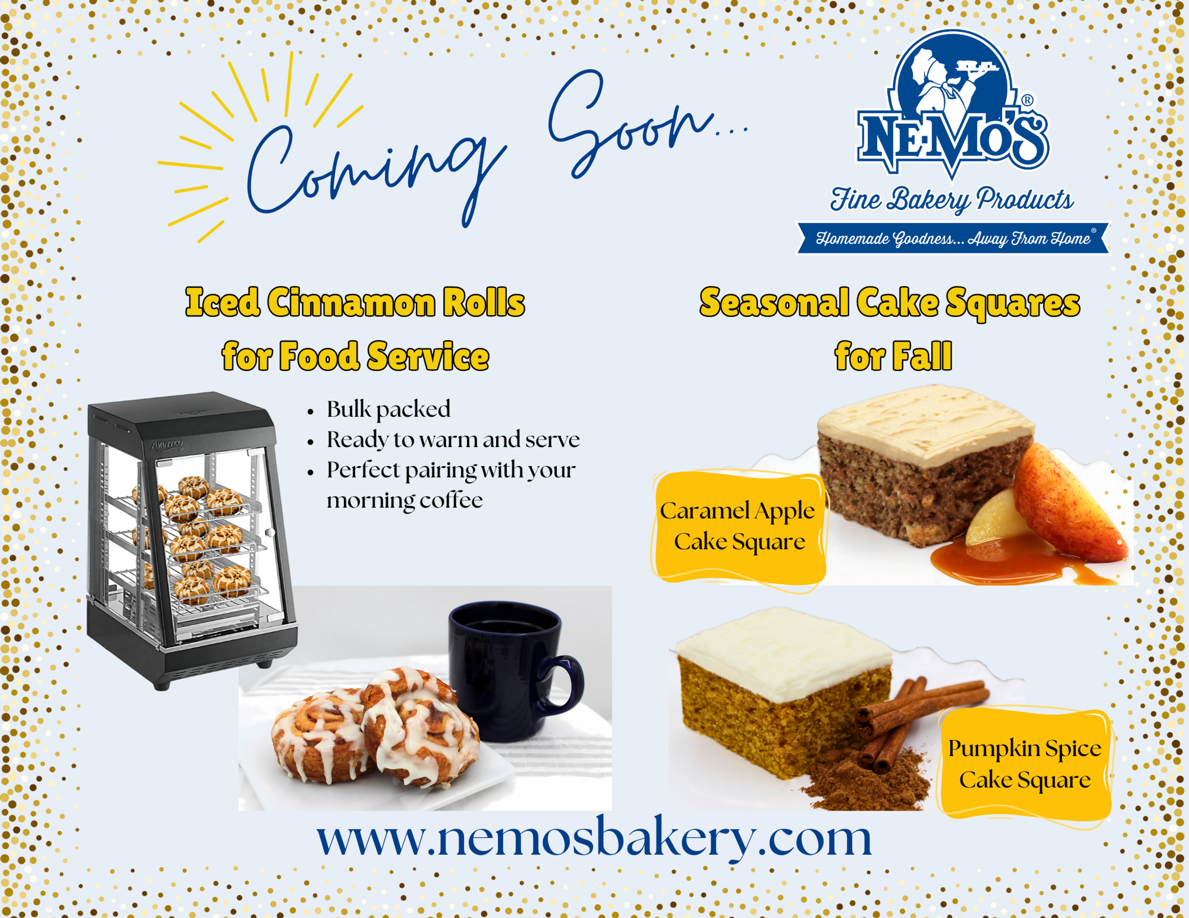New Food Service Cinnamon Rolls & Seasonal Cake Squares for Fall