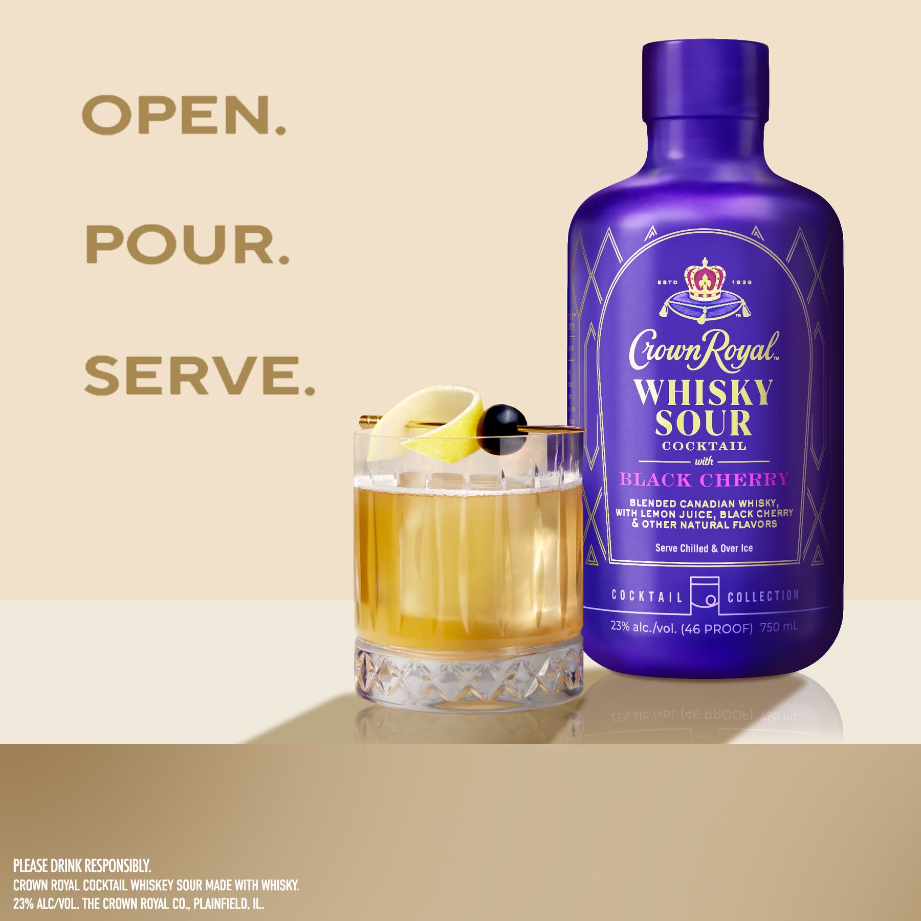 CROWN ROYAL BLACK CHERRY READY TO SERVE WHISKEY SOUR