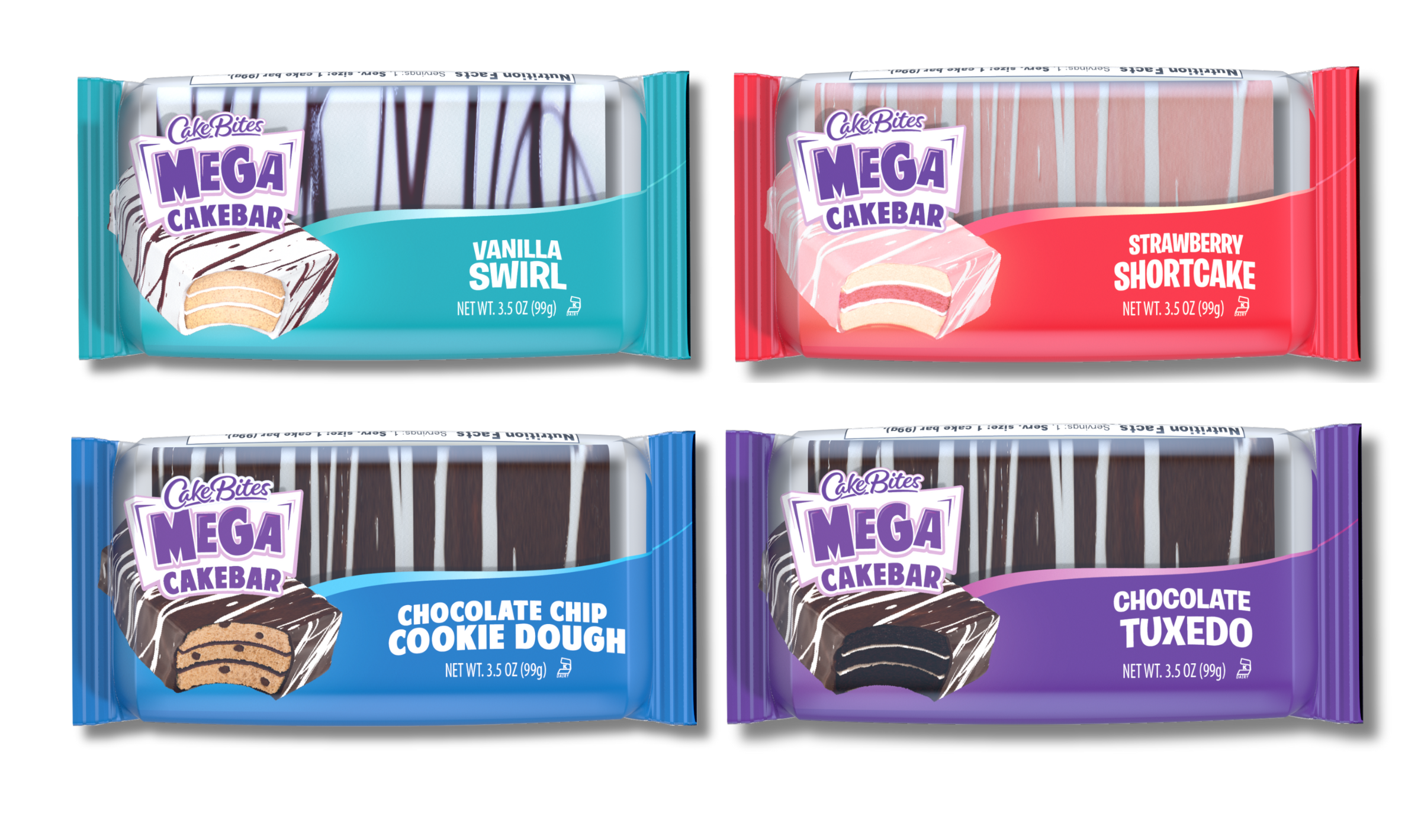 Mega Cakebar (Vanilla, Strawberry, Cookie Dough, Chocolate)