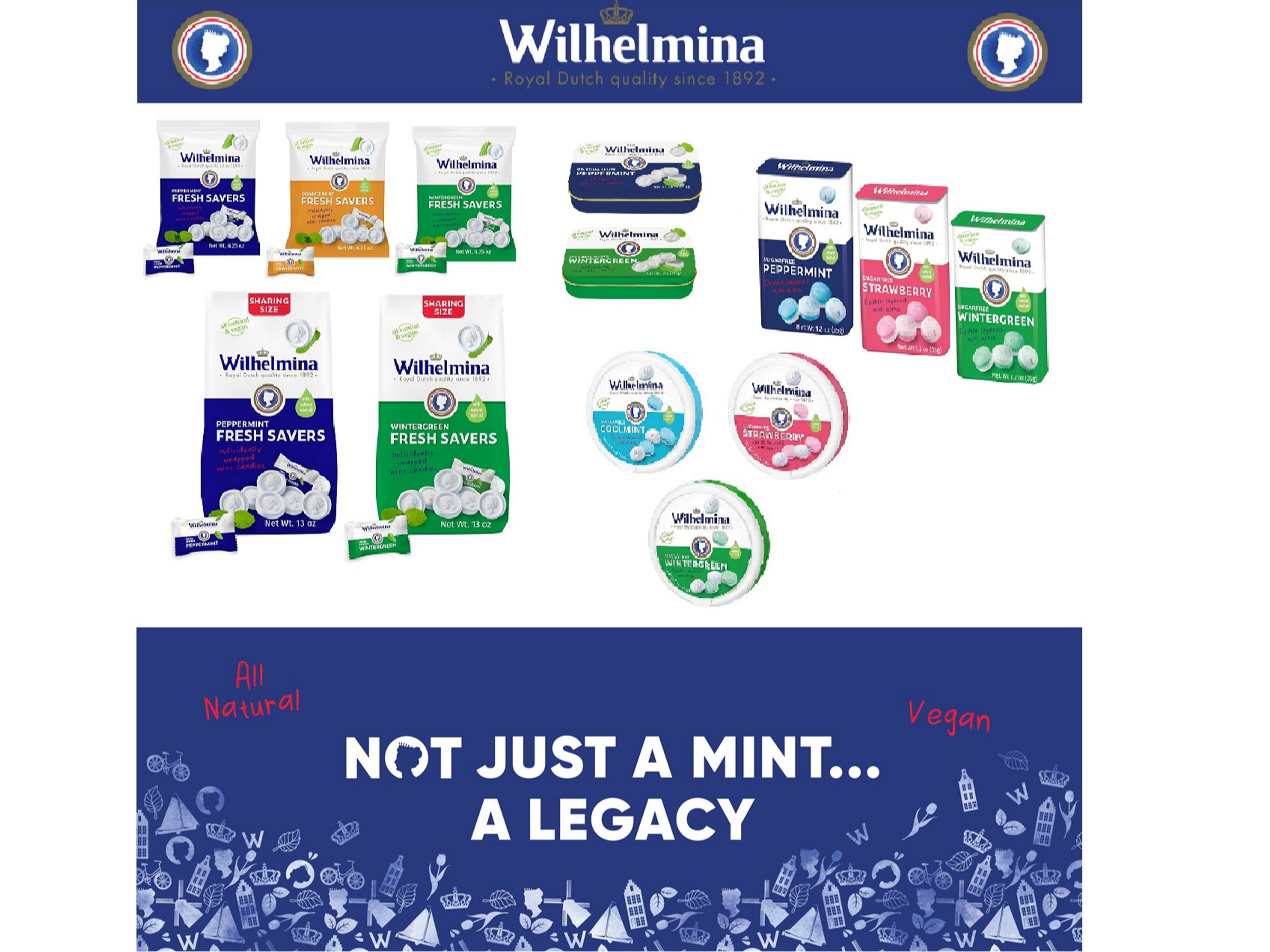 Wilhelmina Original & Sugar-Free all-natural mints