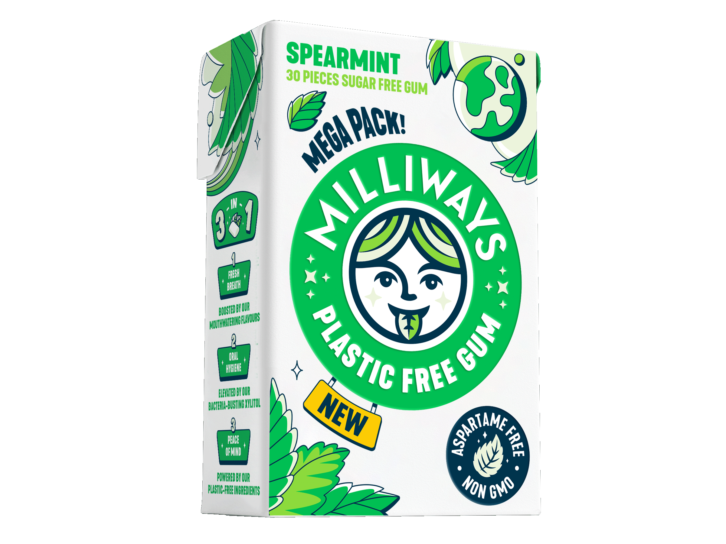 Milliways Spearmint Plastic Free Gum Mega Pack - 30pce