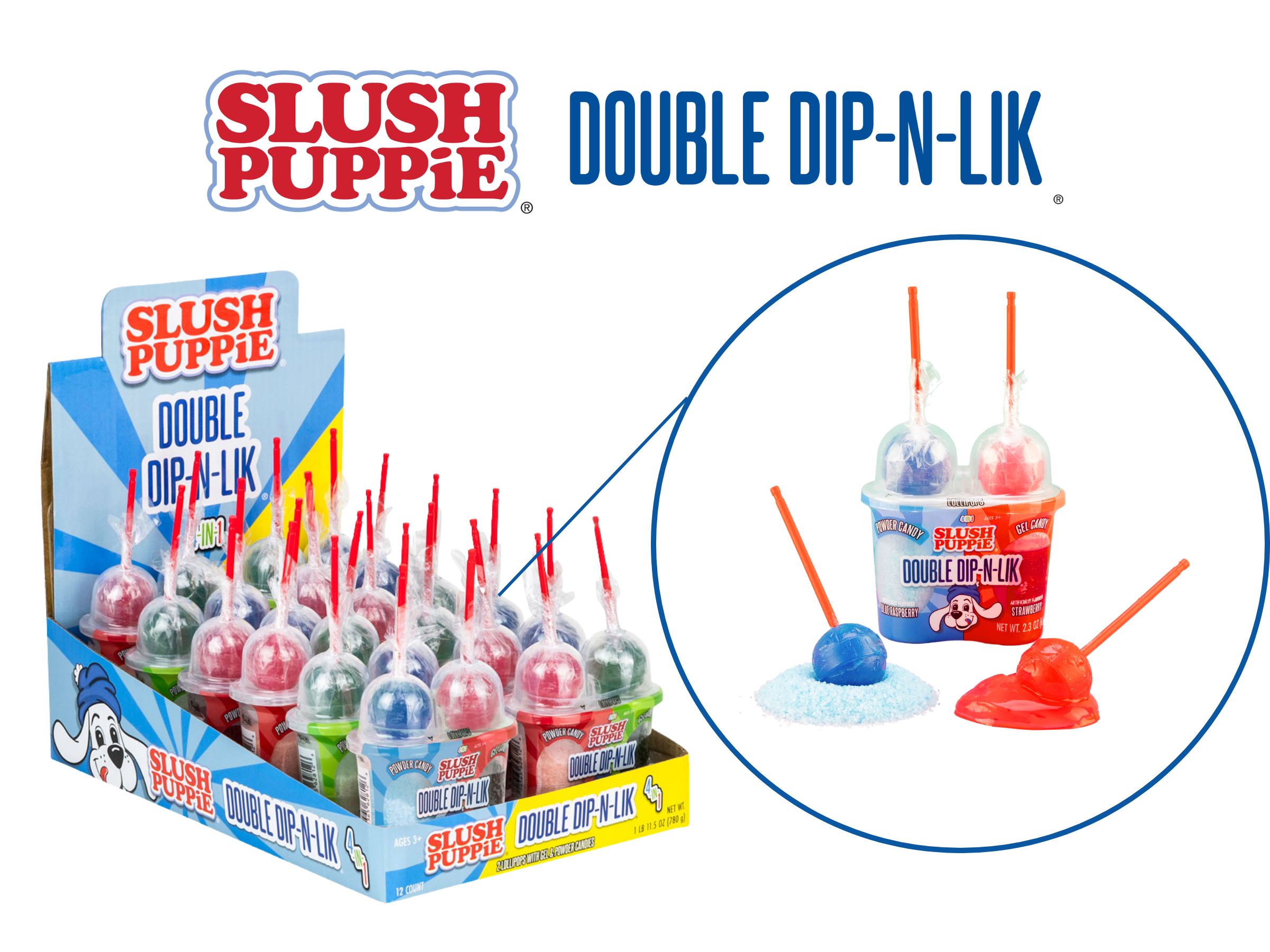 SLUSH PUPPiE Double Dip-N-Lik - 2 Lollipops with Gel & Powder Dip