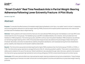 RCT (n=20, p < 0.0) primary endpoint: weight-bearing compliance