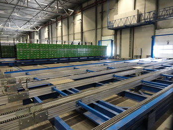 Chain conveyor system for automatic trailer loading