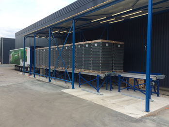 Chain conveyor system for automatic trailer loading