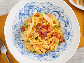 Hearts of palm spaghetti with Carbonara sauce