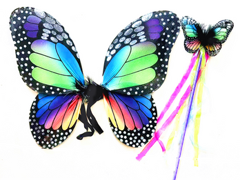 New Rainbow Children Dress-up Monarch Wing and Wand Set