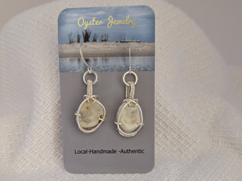 Earrings- Genuine Oyster Shells in a Handmade Setting