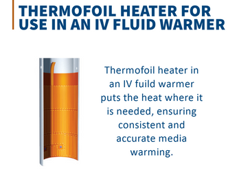 Minco heaters for use in an IV fluid warmer.