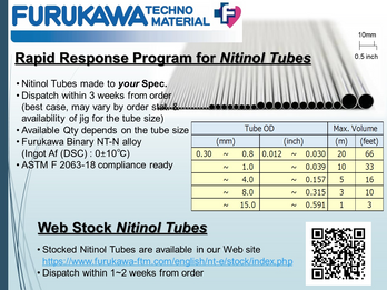 Rapid Responce Services on Nitinol Tube