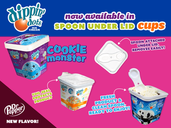 Dippin' Dots Spoon Under Lid Cups NEW! Cookie Monster & Dr Pepper