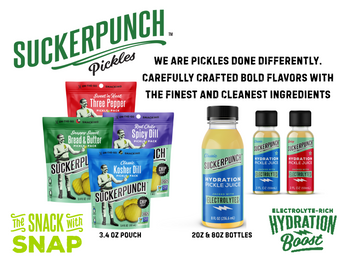 Suckerpunch Pickle Pouches and Hydrating Pickle Juice Shots