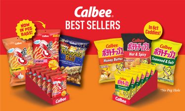 Calbee Asian Snacks in 6ct Caddies and Peggable Bags