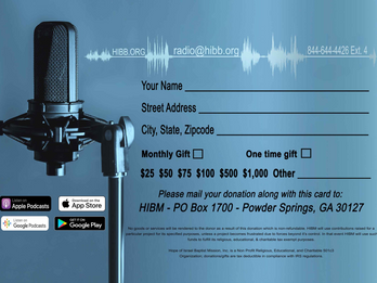 LISTEN TO THE HOPE OF ISRAEL BAPTIST BROADCAST - www.hibb.org