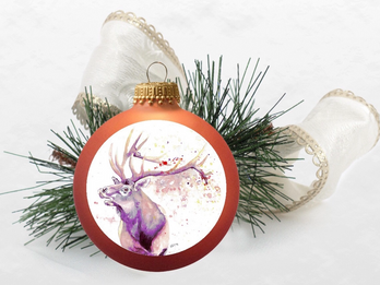 Elk Glass Ornament in Autumn Orange