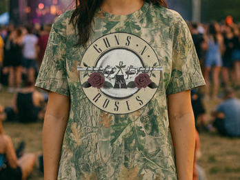 Gun N Roses Bullet Logo Woodland Camo T-shirt