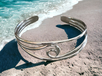 Sterling silver wave cuff