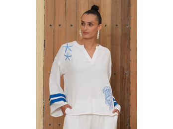 Coastal Breeze Embroidered Relaxed Top