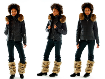 KLOE Down Parka with Real Fur Trim in Black