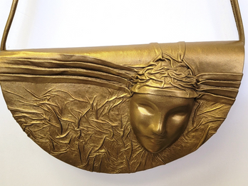 FACE ART LEATHER CLUTCH