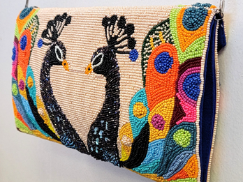 PEACOCK BEADED CLUTCH