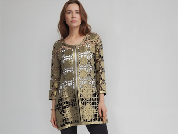 Foil Print Soutache long duster