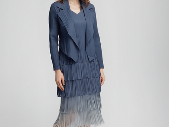 Pleated fringe dress set ombre effect