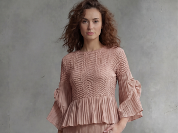Pleated Top with flare sleeves and sweeps one size fits all