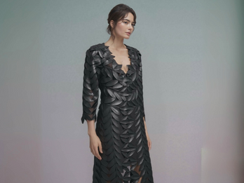 Faux Leather Leaves long duster