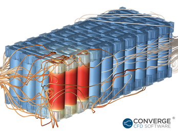 A battery pack simulated in CONVERGE