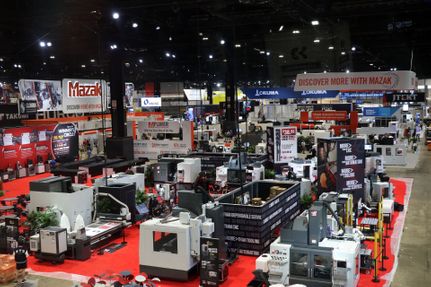 The IMTS 2024 show floor coming together during move in